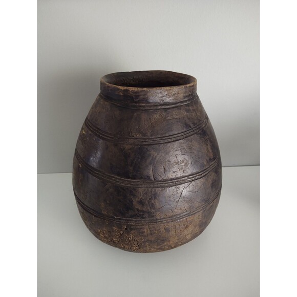 Lozi Tribe Of Zambia Africa Carved Wood Beer Milk Vessel Pot Early 20th Century